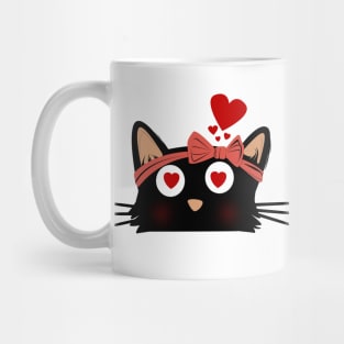 Cute black cat love Mug